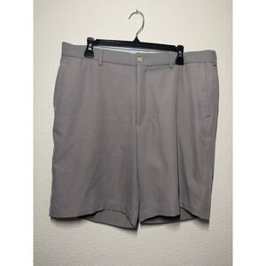 Peter Millar Mens Gray Performance Golf Shorts Size 36 Solid Poly Stretch Crown